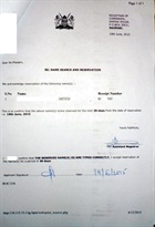 Name reservation letter