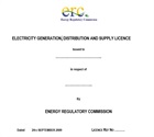 Electricity generation, distribution and supply licence