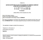 Notice of place of business- Form FC4