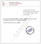 Introduction letter from employer