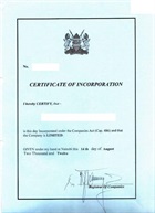 Certified certificate of incorporation